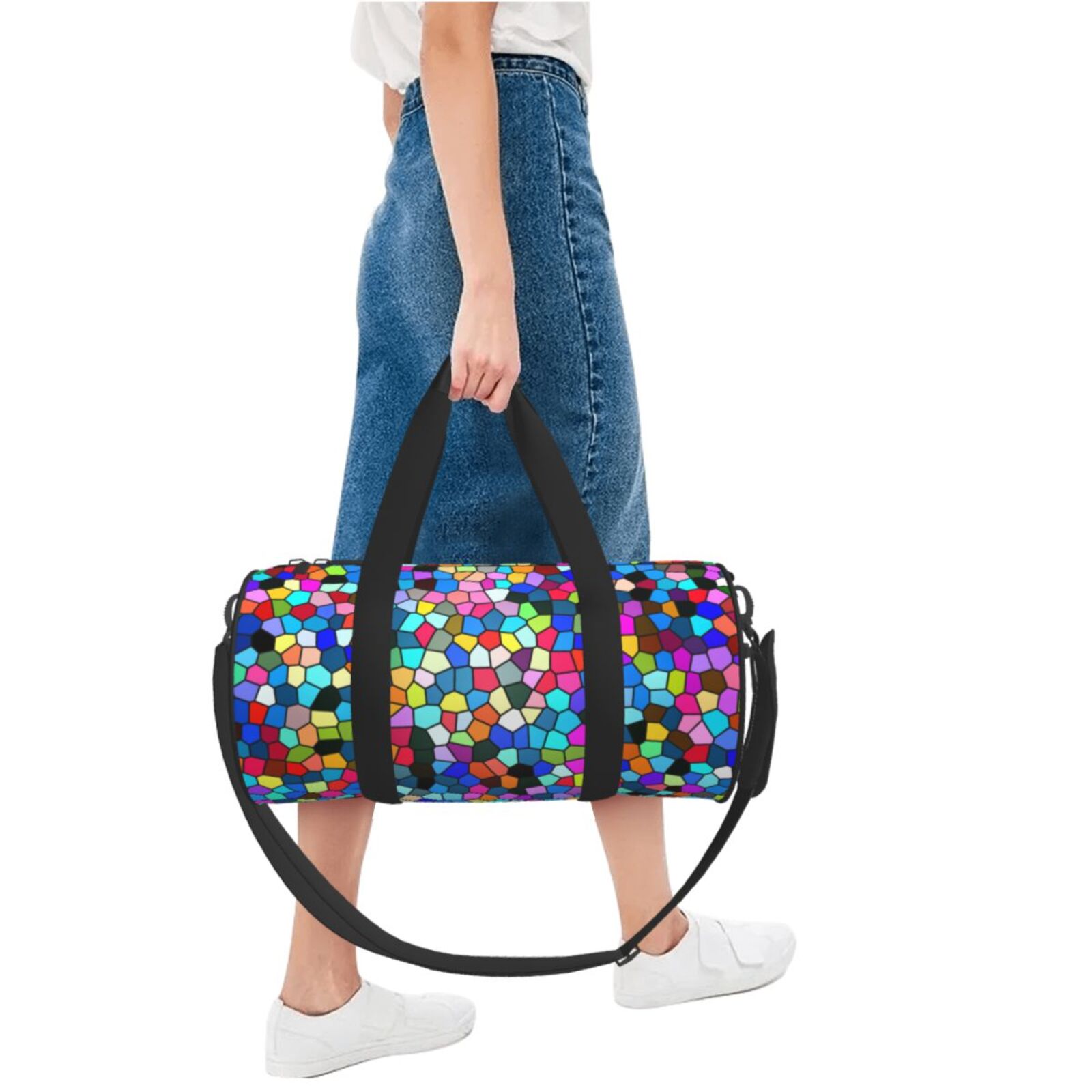 Vsdgher Colorful Tie Dye Stained Glass 2 45L Foldable Duffel Bag, Sports Gym Bag,Overnight Bag, Portable Weekender Bag for Airplanes