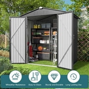 6' x 4' Outdoor Storage Shed on Sale, Aiho Shed & Outdoor Storage Clearance, Metal Storage Shed for Outside, Backyard, Garden & Patio - Dark Gray