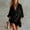 Black, variant on Morttic Women's Long Sleeve V-Neck Shirt & Wide Leg Shorts Set – Chest Pocket, Hem Slit, Solid Color Summer Two Piece Sky Blue,XXL