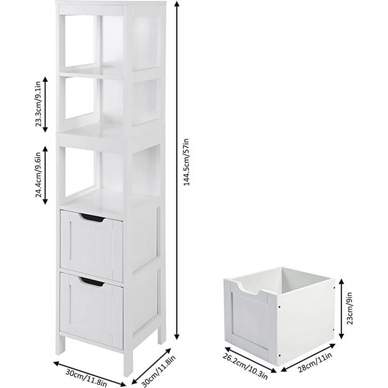 HOMEFORT Bathroom Tall Cabinet, Linen Tower, Slim Storage Cabinet, Narrow  Floor Cabinet, Freestanding Tower for Bathroom Living Room (White)