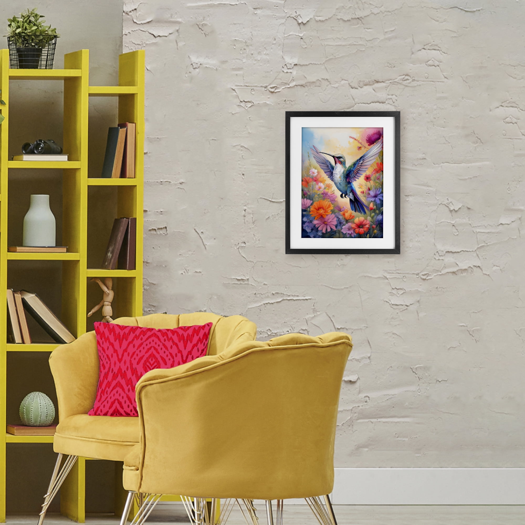 Stupell Industries Colorful Hummingbird in Bloom Black Framed Print Under Glass, design by Creative Studio