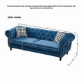 thumbnail image 4 of 3 Seater Velvet Sofa with Roll Armrests and Nailhead Trim, Mid Century Modern Couch for Living Room, Office or Apartment, Blue, 4 of 9