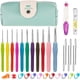 thumbnail image 1 of Juego de 11 agujas de tejer/ganchos para tejer con mango de goma multicolor, juego de ganchos para tejer con 19 accesorios para bolso azul tejido a mano, 1 of 5