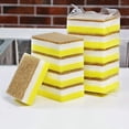 thumbnail image 1 of Nvzi 10 piezas de bloque de esponja de limpieza grueso de tres capas en ángulo recto para cocina, estropajo, esponja de doble cara marrón+blanca+amarilla para lavar platos 10 * 7 * 3,5 cm, 1 of 4