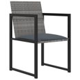thumbnail image 3 of vidaXL 5 Piece Outdoor Dining Set with Cushions Poly Rattan Grey, 3 of 11