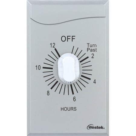 Westek TMSW12HS Indoor Wire-In Spring Wound Countdown Timer  Stainless  12 Hour