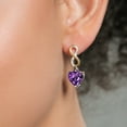 thumbnail image 3 of Gem Stone King Keren Hanan 6.36 Ct Heart Shape 10mm Purple Amethyst 925 Silver and 10K Yellow Gold Lab Grown Diamond Infininty Dangle Earrings, 3 of 3