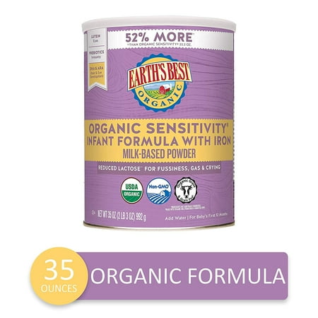 Earth's Best Organic Low Lactose Sensitivity Infant Powder Formula with Iron, Omega-3 DHA and Omega-6 ARA, 35 (The Best Organic Formula)