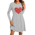 thumbnail image 2 of Hueook Winter Dresses for Women Dresses Women's Fashion Round-Neck Short Sleeved Printed Pullover Dress Gray S, 2 of 6