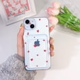 thumbnail image 3 of Compatible for iPhone 14 Case Clear with Card Holder, Cute Heart Pattern Love Design for Women Girl, Protective Soft TPU Shock-Absorbing Wallet Case for iPhone 14-Red Heart, 3 of 13
