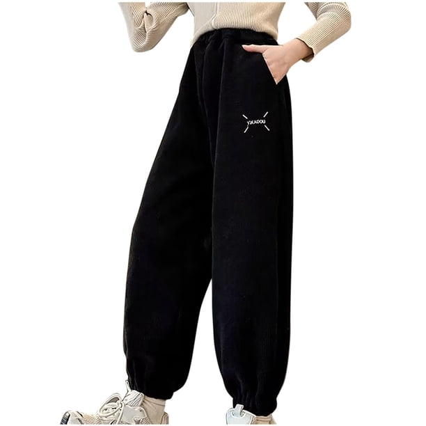 Odeerbi 8-14 Años Niñas Pantalones de Deporte de Pana Pantalones de Deporte Casual Con Cintura Elástica