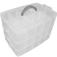 thumbnail image 1 of Handheld 3-Layer 30 Grids Detachable Plastic Makeup Cosmetic Jewelry Storage Case Box Holder Organizer Container (White), 1 of 8