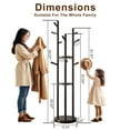 thumbnail image 6 of Solid Wood Rotary Coat Rack, Freestanding hat Rack with 3 Shelves and 9 Hooks, Coat tree for Bedroom, Entryway, Livingroom, Coat Hanger Stand for Coats, Scarves, Handbags (black), 6 of 9