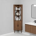 thumbnail image 4 of 72.3'' Tall Corner Cabinet with Doors & Shelves for Living Room, Bathroom, Kitchen, Walnut, 4 of 8