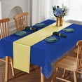 thumbnail image 3 of 1 Pack Plastic Table Cloth Cover + 1 Pack Satin Table Runner for Parties  Disposable Tablecloth for Rectangle Tables  Birthday Wedding Graduation Mather Valentine‘s Day Christmas Party Su, 3 of 8