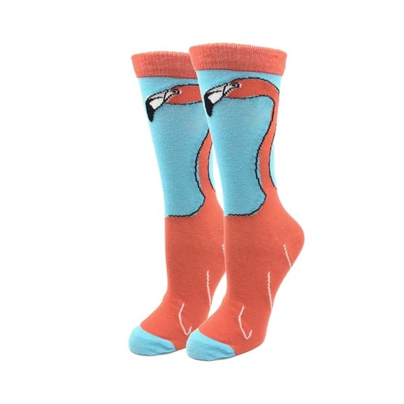 Lady Flamingo One Size Fits Most Blue Ladies Crew Socks