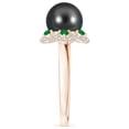 thumbnail image 3 of Angara Tahitian Cultured Pearl Floral Ring with Emeralds in 14K Rose Gold for Women | June Birthstone Jewelry for Her, 3 of 8