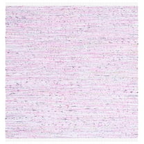 SAFAVIEH Rag Skylar Striped Cotton Area Rug, Light Pink/Multi, 6' x 6' Square