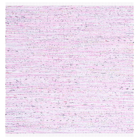 SAFAVIEH Rag Skylar Striped Cotton Area Rug, Light Pink/Multi, 6' x 6' Square