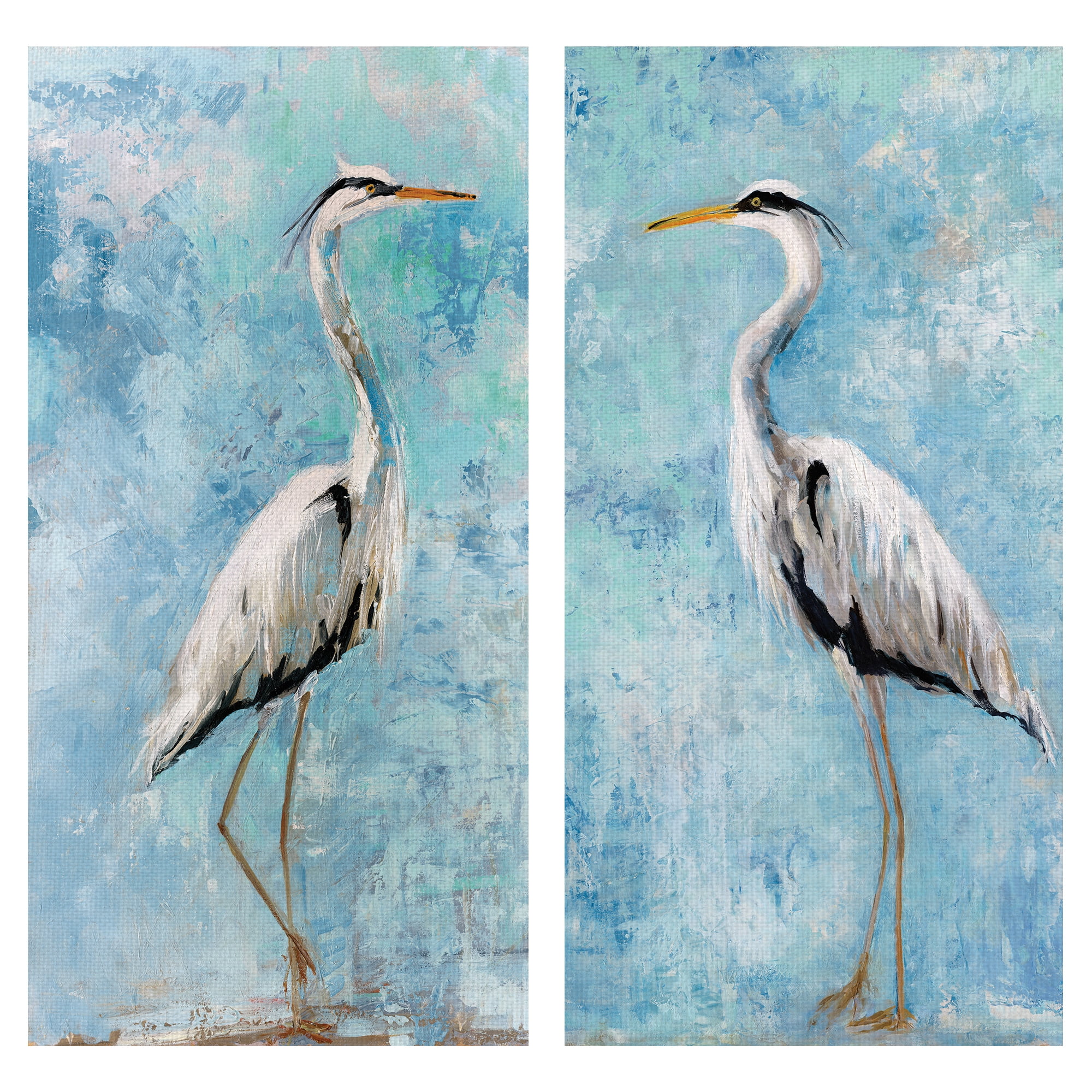 Heron I & II by Sally Swatland Wrapped Canvas Art Painting Print Set of