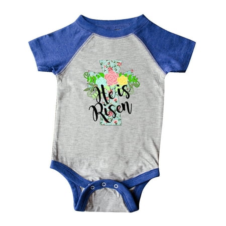 

Inktastic He Is Risen Floral Print Cross with Beautiful Flowers Gift Baby Boy or Baby Girl Bodysuit
