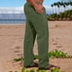 thumbnail image 1 of Pantalones de lino y algodón con cintura elástica para hombre, informales, lisos, con bolsillos, 1 of 6