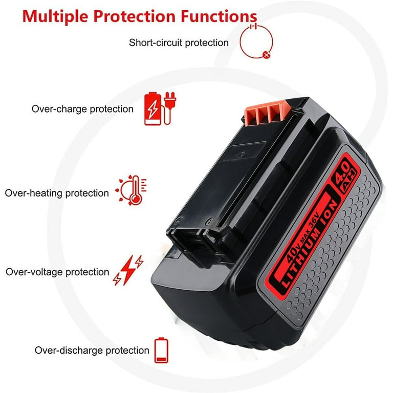 Black and Decker 2Pack 40V 4.0 AH Lithium Battery LBXR36 LBX2040 Compatible Premium LG Cells Walmart