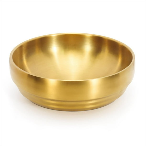 Tazón de Sopa Grande de Acero Inoxidable Dorado de 7,3 Pulgadas, de Sashimi de Doble Pared de 35 Onzas, Tazón Irrompible para Restaurante en Casa