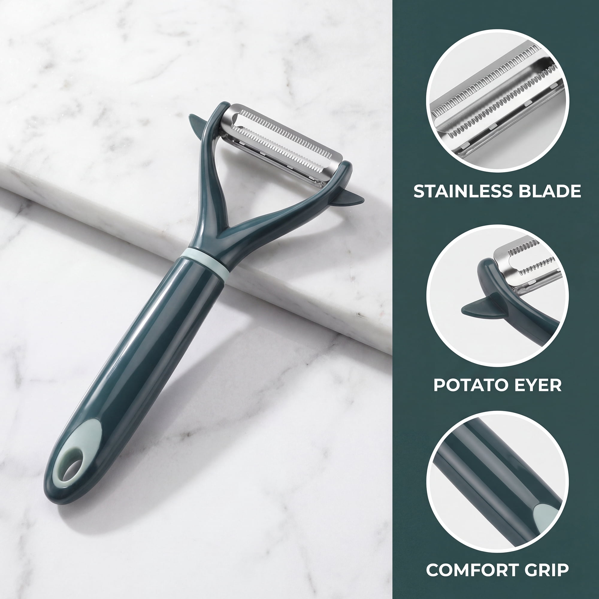 Unique Bargains Stainless Steel Peeler with Ergonomic Handle Emerald Green 6.1" x 2.4"