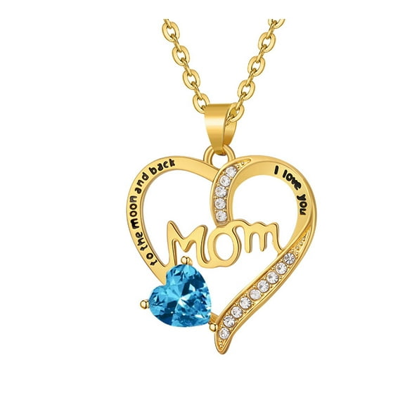 DESIGNICE Gifts for Mom Birthday,Sparkling I Love You Mom Necklace,Elegant Mother Birthday Gifts,Thoughtful Daughter Gifts from Mom,Blue