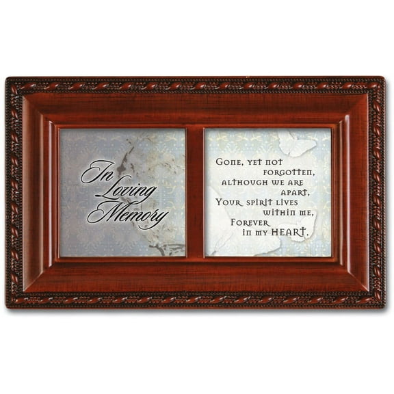 Loving Memory Love You Woodgrain Rope Trim Jewelry Music Box Plays Amazing Grace