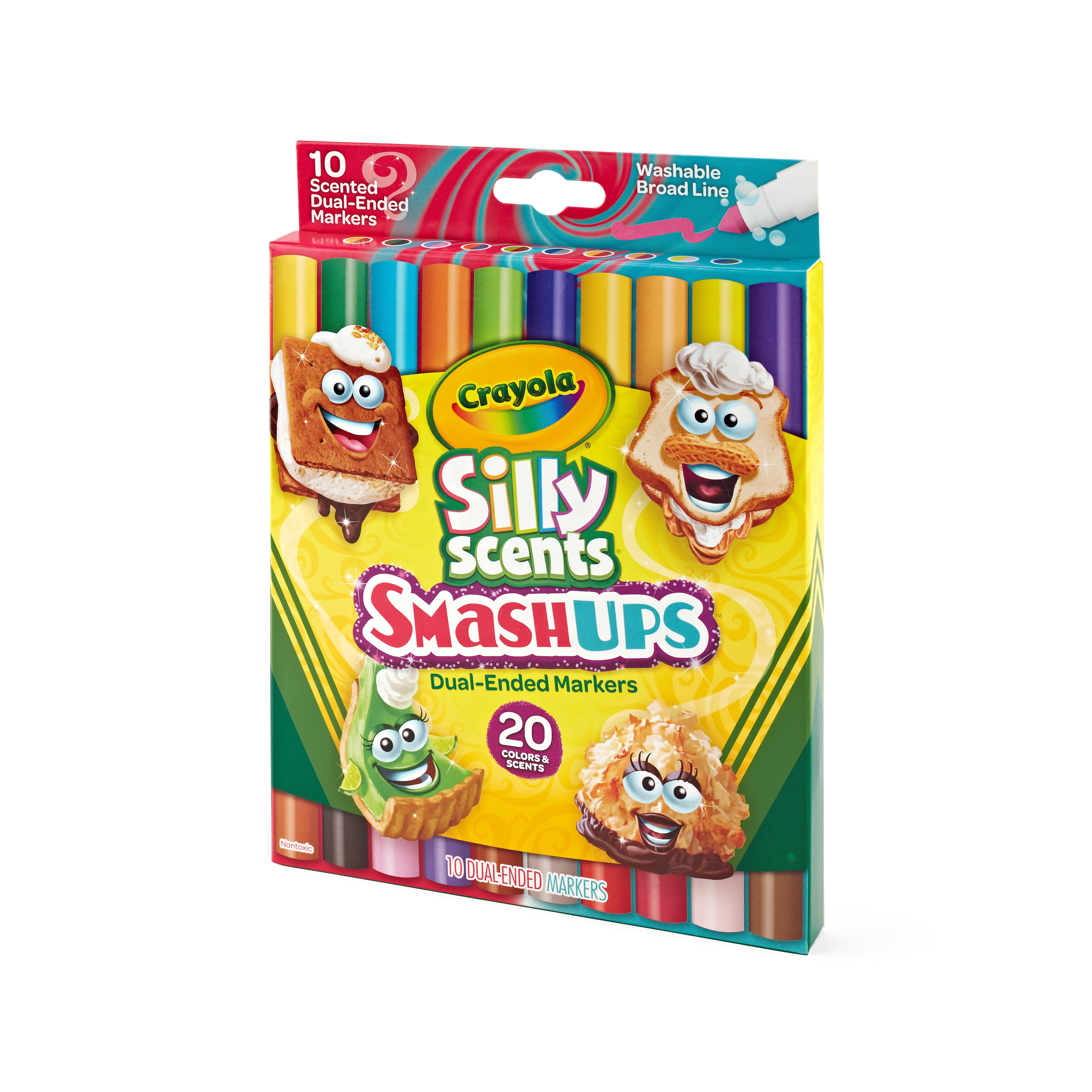 Crayola Washable Silly Scents Markers, Broad Line Markers, Smash Ups, Sweet Scented School Supplies, 20 Colors, Gifts for Kids