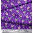 thumbnail image 3 of Soimoi Poly Georgette Tissu Quadrillé Design, Feuilles & Imprimé Floral Rose par Yard 52 Pouces de Large, 3 of 3