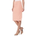 thumbnail image 2 of Women's Casual Elastic Band High Waist Stretch Office Work Solid Midi Skirt Peach M, 2 of 6