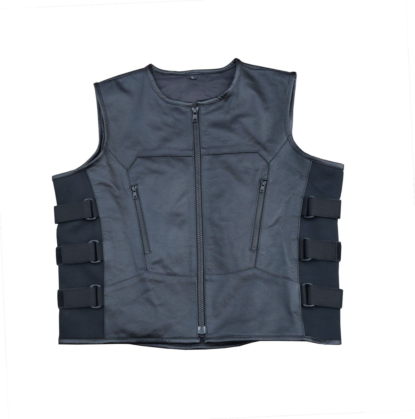 Mens Motorcycle Biker Heavy Duty Canvas Material SWAT Team Style Vest Blk New
