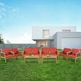 thumbnail image 1 of Gymax 8PCS Patio Acacia Wood Furniture Set PE Rattan Conversation Set w/ Red Cushions, 1 of 10