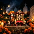 thumbnail image 5 of Dia De Los Muertos Picture Frames, Day of the Dead Altar Frame Set with Mariachi Skeleton, Wooden Ofrenda Style Tabletop Display, Fiesta Decor, 5 of 6