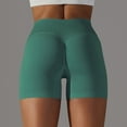thumbnail image 6 of YDKZYMD Workout Shorts for Women Crossover V Cross Ribbed Scrunch Butt Lifting Leggings Seamless Booty Stretchy Yoga Sport Shorts Compression High Waist Running Biker Short Green L, 6 of 6