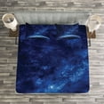 thumbnail image 3 of Ambesonne Space Quilted Bedspread Set 3 Pcs, Vibrant Milky Way Stars, Queen Size, Dark Blue, 3 of 3