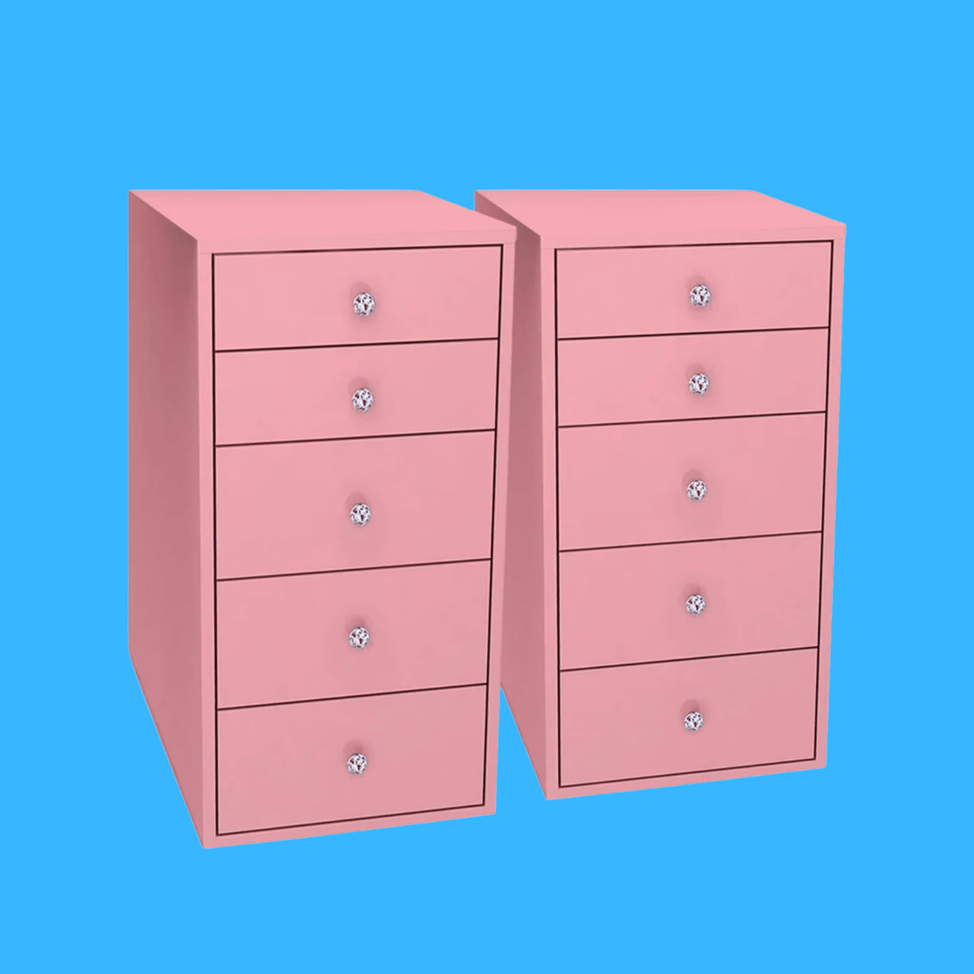 Impressions Vanity SlayStation 5 Drawer Makeup Vanity Storage Unit with Drawer Knobs (Pink)
