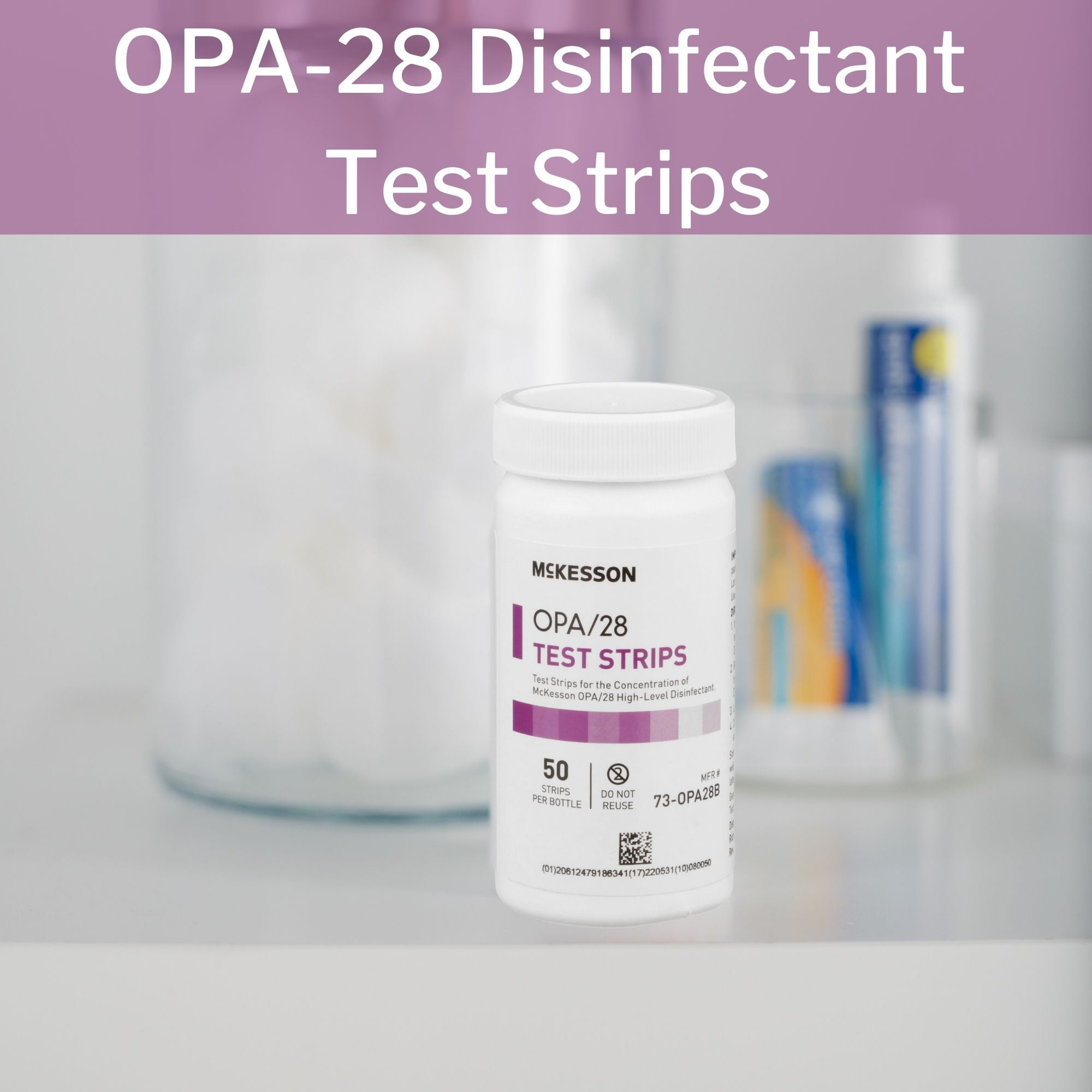 McKesson OPA/28 Test Strips, Concentration Indicator, Single-Use, 50 Count, 2 Packs, 100 Total