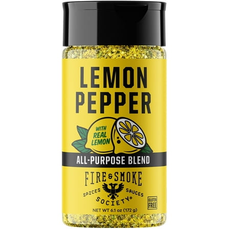 Fire & Smoke Society Lemon Pepper Seasoning, Chicken, Wing Seasoning, 6 oz Mixed Spices & Seasonings