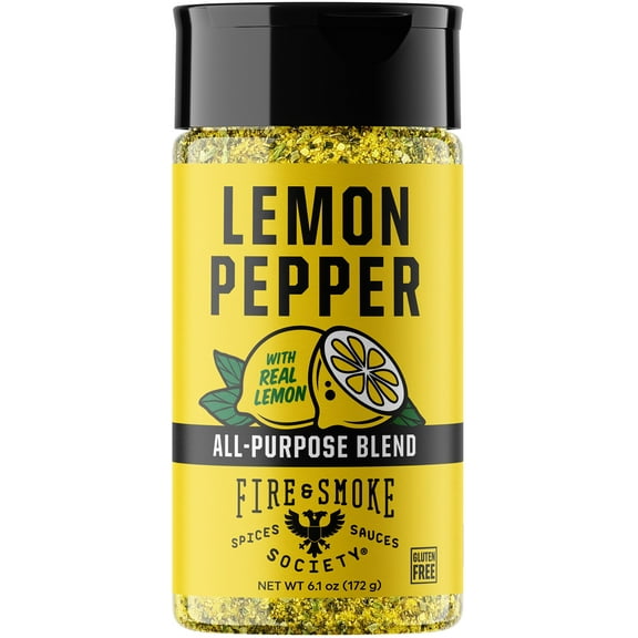 Fire & Smoke Society Lemon Pepper Seasoning, Chicken, Wing Seasoning, 6 oz Mixed Spices & Seasonings