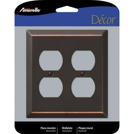 Amerelle Century Aged Bronze Brown 2 gang Stamped Steel Duplex Outlet Wall Plate 1 pk