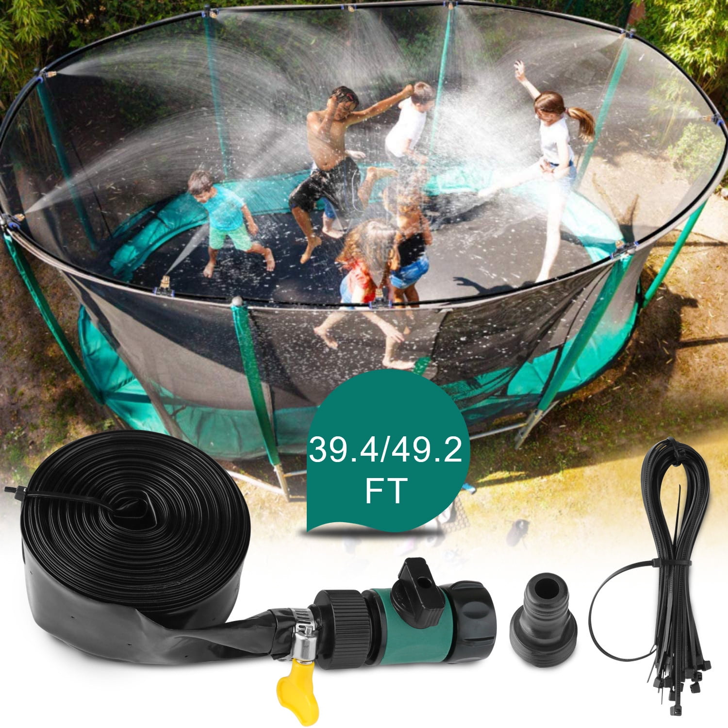 Trampoline Water Game Sprinkler For Kids Outdoor Summer Fun Backyard Waterpark 