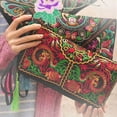thumbnail image 7 of Women Retro Boho Ethnic Embroidered Wristlet Clutch Bag Handmade Purse Wallet, 7 of 7