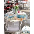 thumbnail image 4 of Outdoor Tablecloth with Umbrella Hole and Zipper, Teal Blue Coastal Round Table Cloth 60 Inch Waterproof Tablecloth, Summer Beach Starfish Shell Coral Nautical Picnic Table Cover for Patio Camping, 4 of 7