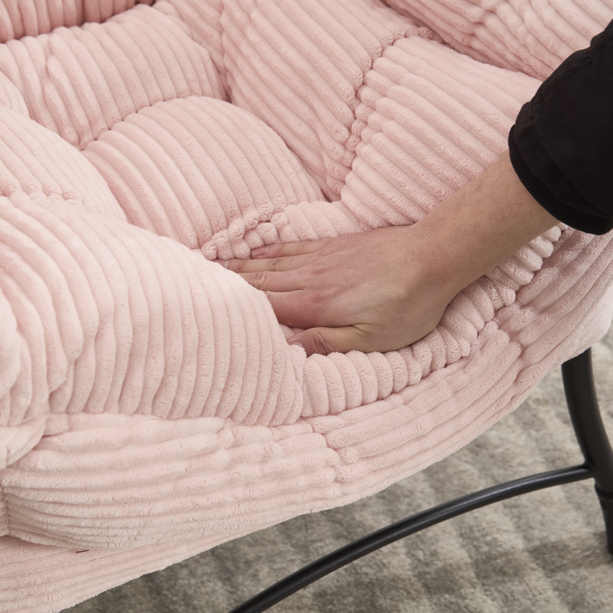 Lazy Chair with Ottoman,Modern Accent Chair with Armrests and a Side Pocket,Upholstered Armchair Sofa Chair Reading Chair with Footrest for Living Room,Pink