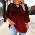 thumbnail image 2 of Lkhaha 2026 Womens T Shirts Fashion Tops Hollow Out Collar Short Sleeve Casual Crew NeckDaily Clothing Wine XL, 2 of 5