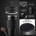 thumbnail image 5 of Taza de café para automóvil de 510 ml, de acero inoxidable, con aislamiento térmico y tapa a prueba de fugas, con aislamiento al vacío, de acero inoxidable para agua fría y caliente, café y té, 5 of 5